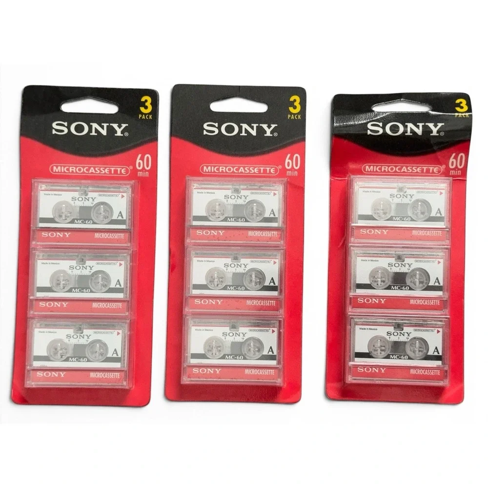 3x Sony MC-60 Microcassette 3-Packs (9 Tapes Total) New